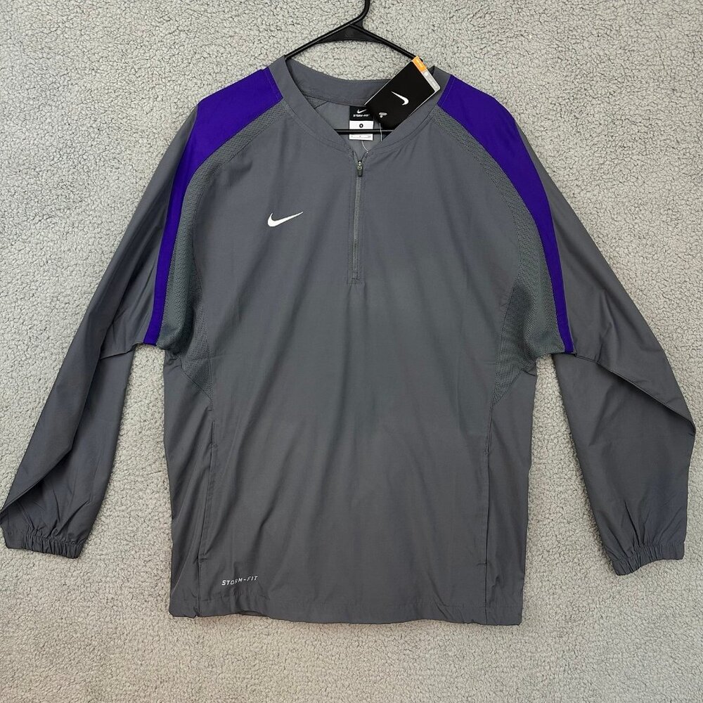 NEW Nike Storm Fit Mens Small half 1/4 zip gray purple long sleeve sweater shirt
